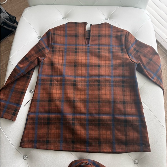 Ann Taylor Brown and Blue Plaid Blouse - Picture 4 of 5